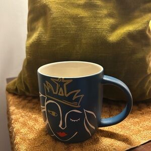 Starbucks Blue Mug with Artistic Face Design 2016